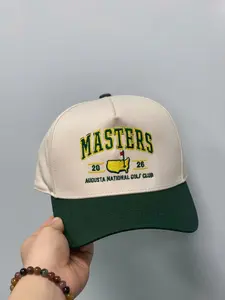 2026 Masters Golf Embroidered Hat | Vintage Augusta National Green Two-Tone Snapback Cap | Preppy Country Club Style Baseball Hat for Men & Women
