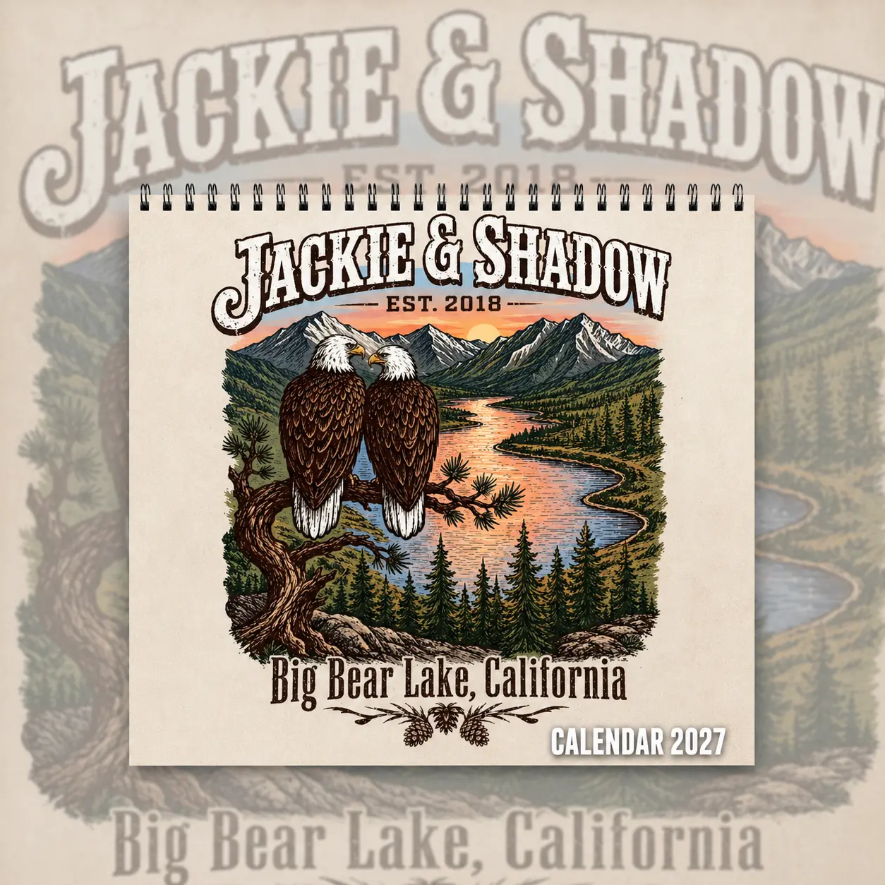 Jackie And Shadow Eagles Calendar 2027 ,Big Bear Lake California,RIP Jackie Calendar 2027