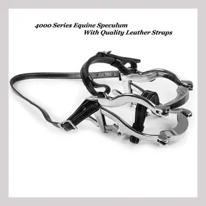 Equine Dental Speculum 4000 Series–Heavy-Duty Horse Mouth Gag Opener with Leather Straps–Drop Forged Stainless Steel Construction– Farrier & Equine Dentistry Equipment