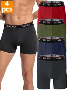 4 Packs Men's Underwear, Comfortable Soft Breathable Boxer Briefs, Ideal for Daily Wear, Lightweight & Moisture-Wicking Design