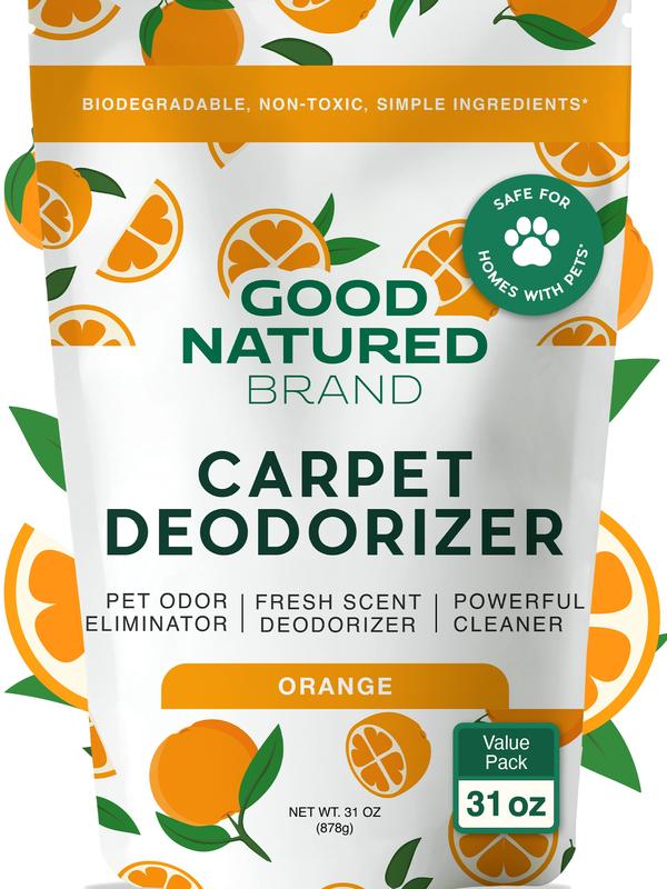 Good Natured Brand | Carpet Deodorizer & Freshener Powder | 31 oz Pet Odor Eliminator for Strong Odor & Pet Urine | Fresh Natural Orange Scent | Safe for Homes with Pets