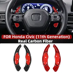 Real Carbon Fiber Steering Wheel Shift Paddle Extension For Honda 11th Generation Civic 2022 Shifters accessories Black Red Improve Handling and Shift Gears Faster