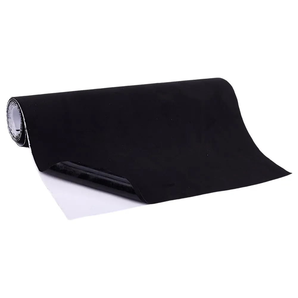 11.8" L x 59" W Suede Fabric Wrap Microfiber Fabric Self-Adhesive Suede Look for  Interior Black Self Adhesive Film Sticker DIY Elastic Peel Stretch Film Fabric for Furniture Decor