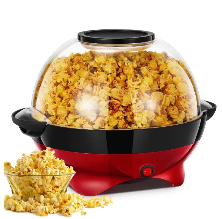 HOUSNAT Electric Popcorn Popper, 6-Quart/28-Cup, Fast Hot Oil Pop corn Maker Machine, Thicken Transparent Cover
