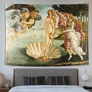 Tapestry  1pc Renaissance Famous Goddess Birth Oil Painting Tapestry, Vintage Oil Painting Tapestry, Home Decoration Cloth, Suitable For Bars, Studios, Living Rooms, Bedrooms, Dorm Rooms Home Decor, Flag For Room, Room Decor, Tapestry, Wall