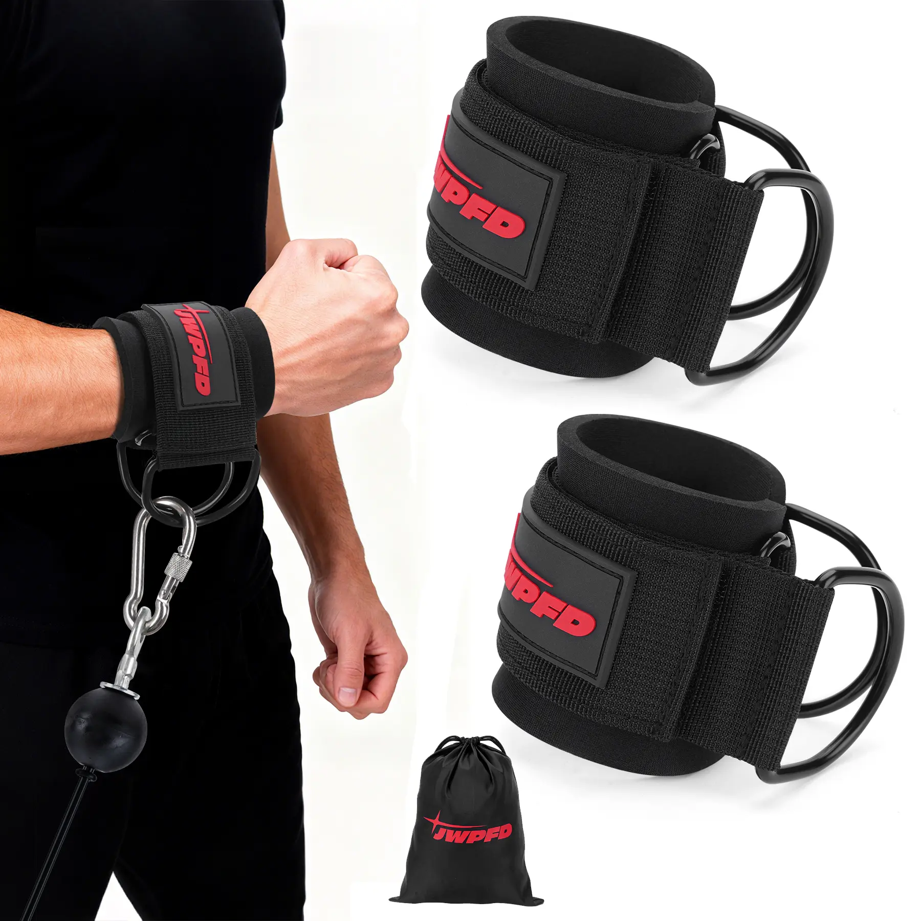 Wrist Cuffs for Cable Machines for Lateral Raises, Tricep Pushdowns, Strength Training