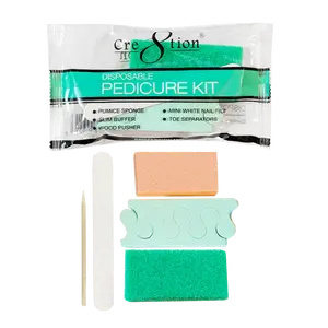 Cre8tion Disposable Pedicure Kit B: 1 Pumice Sponge, 1 Mini White Nail File, 1 Slim Buffer, 1 Wood Pusher And 1 Pair Of Toe Separators
