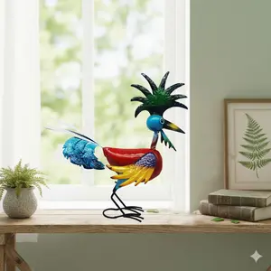 Beautiful Rooster Statue Decoration, Metal Outdoor Sculpture, Realistic 3D Garden Ornament, Easy DIY Assembly, Animal Yard Art