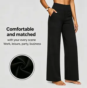 【Discout 52% Jun15-21】Ultra-Soft High Rise Broad Leg Lounge Pants for Women – Cozy Sweatpants-Style Trousers with Deep Pockets, Perfect for Casual Office or Home Wear