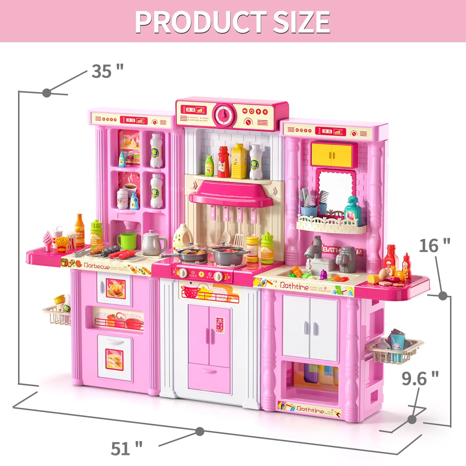 Montessori BPA-Free Latex-Free Children’s Pretend Kitchen Play Set (6-8 Years) – Montessori Kitchen & Food Toys with Simulated Steam Effect, Flashing Lights, Cooking Sounds, Steamer, Utensils, Fruit/Vegetable Toys for Child Development Support, Collectibl