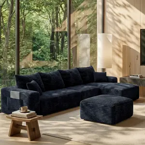 【Father's Day Gift】【3 Packages】Oneroom oversized L/U Shape Sectional Sofa, 3 Ergonomic Deep Seat Deep Sleep Cloud Boneless Modular Couch, Plush Corduroy Psofas living room,ure Sponge Compression No Assembly Comfy Sofa for Living Room Apartment   Rental,