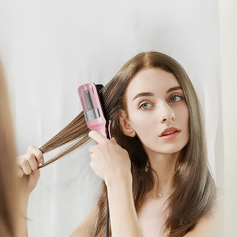[REJIE] Automatic Electric Hair Clipper, Multifunctional Rechargeable Hair Split End Trimmer, Portable Cordless Hair Trimmer, Hair Care Tool for Gifts, Pink Portable Cordless Hair Straightener