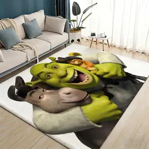 Kwaii Anime S-ShrekS Floor Mat Flannel Rugs Soft Warmth Floor Mat Thickened Non-Slip for Room Home Decor Door Mat Strong Water Absorption Upgraded Anti-Slip Backing Easy to Clean