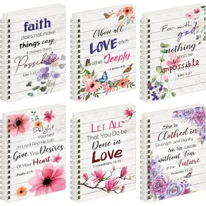 6 count Christian Spiral Notebook for Women Prayer Journal 5.5 x 8.3 Inch  Verse Notebook Bulk with Scripture for School Mothers   Supplies