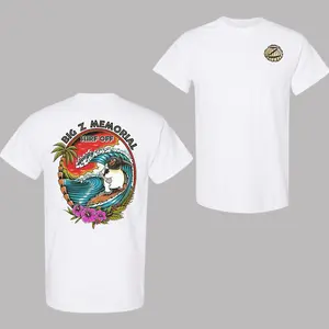 Big Z Memorial Surf Off T-Shirt, Retro Hawaiian Surfing Penguin Graphic Tee, Funny Ocean Wave Shirt, Summer Beach Casual Streetwear Top graphic tee