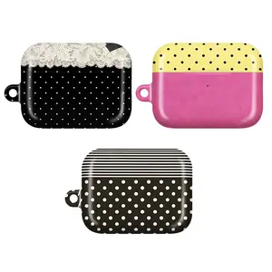 Cute Heart AirPods Case – Polka Dot Stripe Aesthetic Protective Cover for AirPods 1 2 3 4 & AirPods Pro 1 2 3 | Coquette Soft Girl Style, Clean Girl Aesthetic, Minimal Cute Design, Romantic Love Vibe, Trendy Gift for Her Girlfriend