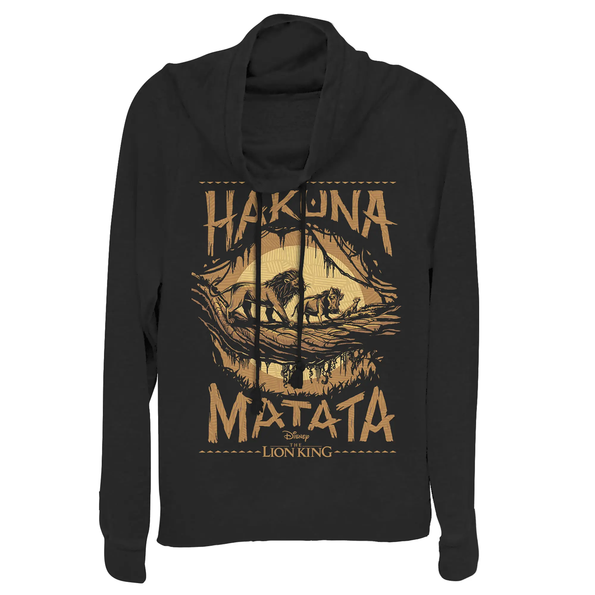 Juniors Womens Lion King Hakuna Matata Jungle Trio Cowl Neck Sweatshirt