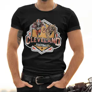 Cleveland Football Fan Gift T-Shirt Skeleton Player Dawg Pound Sports Apparel Vintage Crewneck EST 1946 Retro Game Day Tee
