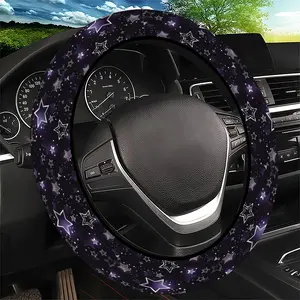Starry Night Star Pattern Steering Wheel Cover, Dark Purple Glowing Style - Fit Car Interior Accessory, Durable Material, No Inner Ring, For All Seasons Automotive Accessories, Best Festive Gift Item For Family.11.25QWA-641