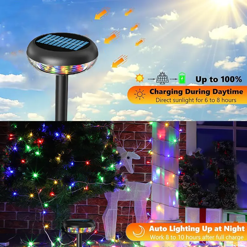 Solar Lights Outdoor Lights,LED Color Solar Ground Lights, Multi Colour Disc Lights Lawn Lights, Disc Lights Outdoor Garden Lawn, Path Garden Lawn Driveway (RGB)