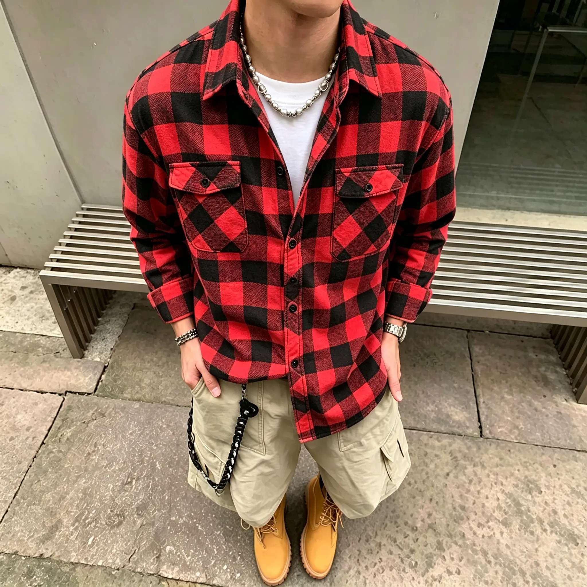 Men’s vintage large plaid shirt, available in a 3-pack or single piece, loose long-sleeve button-down top with collar and dual chest pockets, casual American streetwear overshirt,clothes for back to school,first day of school outfits Men’s vintage large plaid shirt, available in a 3-pack or single piece, loose long-sleeve button-down top with collar and dual chest pockets, casual American streetwear overshirt,clothes for back to school,first day of school outfits