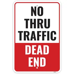 1PC No Thru Traffic Dead End Sign, 18 x 12 Inches - Aluminum - No Outlet No Turn Around No Through Traffic Sign