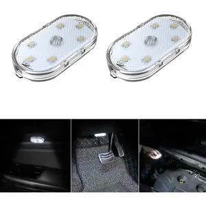 2 PCS Car Led Lights Interior, White Ambient Lighting For Car Interior, USB Rechargeable Reading Light For Car Interior, Portable Led Lights For Car