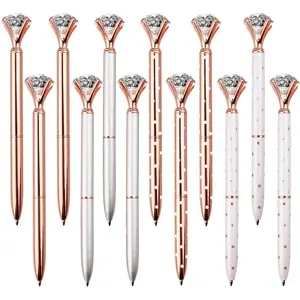 12 Pcs Diamond Pens – Elegant Crystal Topped Writing Instruments for Gifting, Office, and Special Occasions