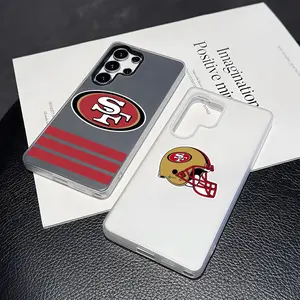 Famous Team S-San Francisco 49ers Phone Case Clear TPU Phone Case for Samsung Galaxy S25 S24 S23 S22 S21 Ultra, Soft Jelly Transparent Bumper Cover, Shockproof Slim Protective Case, Anti Yellow Crystal Back, Scratch Resistant Durable