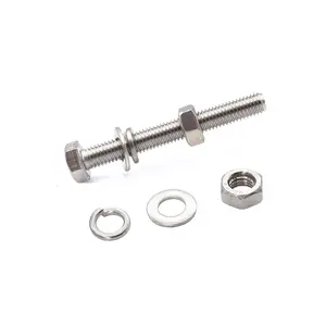 10-Pack M6 x 70mm Hexagon Screws Hex Bolts with M6 Hex Nuts M6 Flat Washers/Spring Lock Washers Set, 304/18-8, Plain Finish