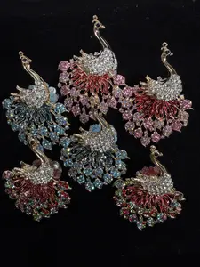 (309-311) 2PCS Peacock Charms | Colorful Rhinestone DIY Jewelry Accessories