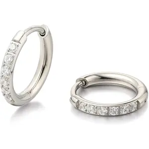 Titanium Earrings Hoops G23 Pure Titanium Small Huggie Earrings  18g Cartilage Hoops Cubic Zirconia Cuff   for Women  Ears