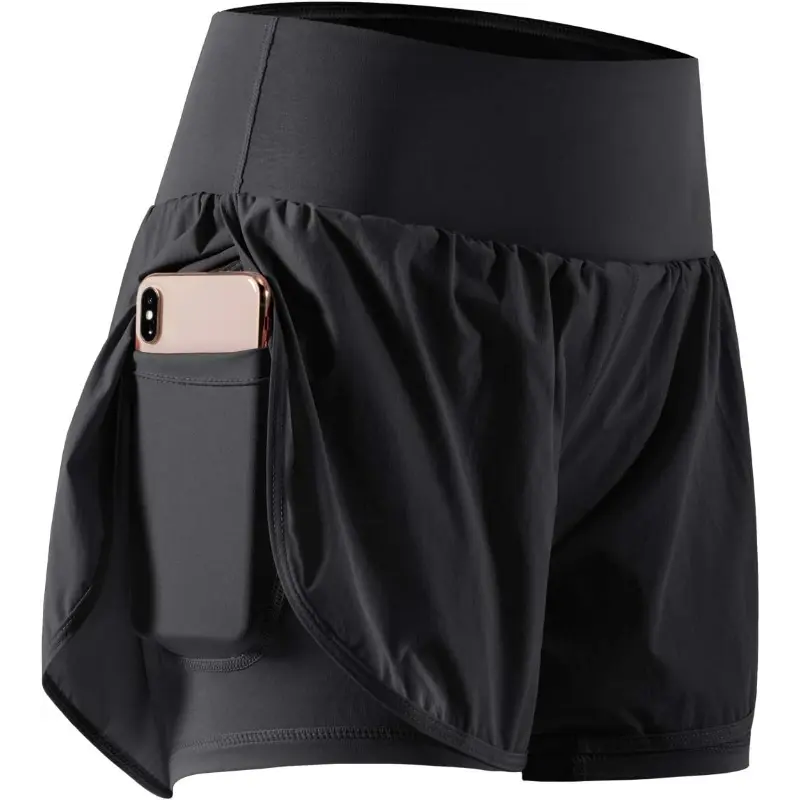 CADMUS 2 in 1 Women's Workout Shorts for Athletic Gym Running Shorts with Phone Pockets