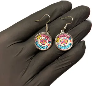 Chtingle’s Candies Earrings - Colorful Lollipop Design, Silver Tone, Perfect for Festive Occasions