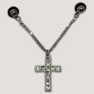 Cross Chain Pin Unisex Unique Accessory with Distinctive Cross and Chain Design for Everyday Wear or Statement Piece