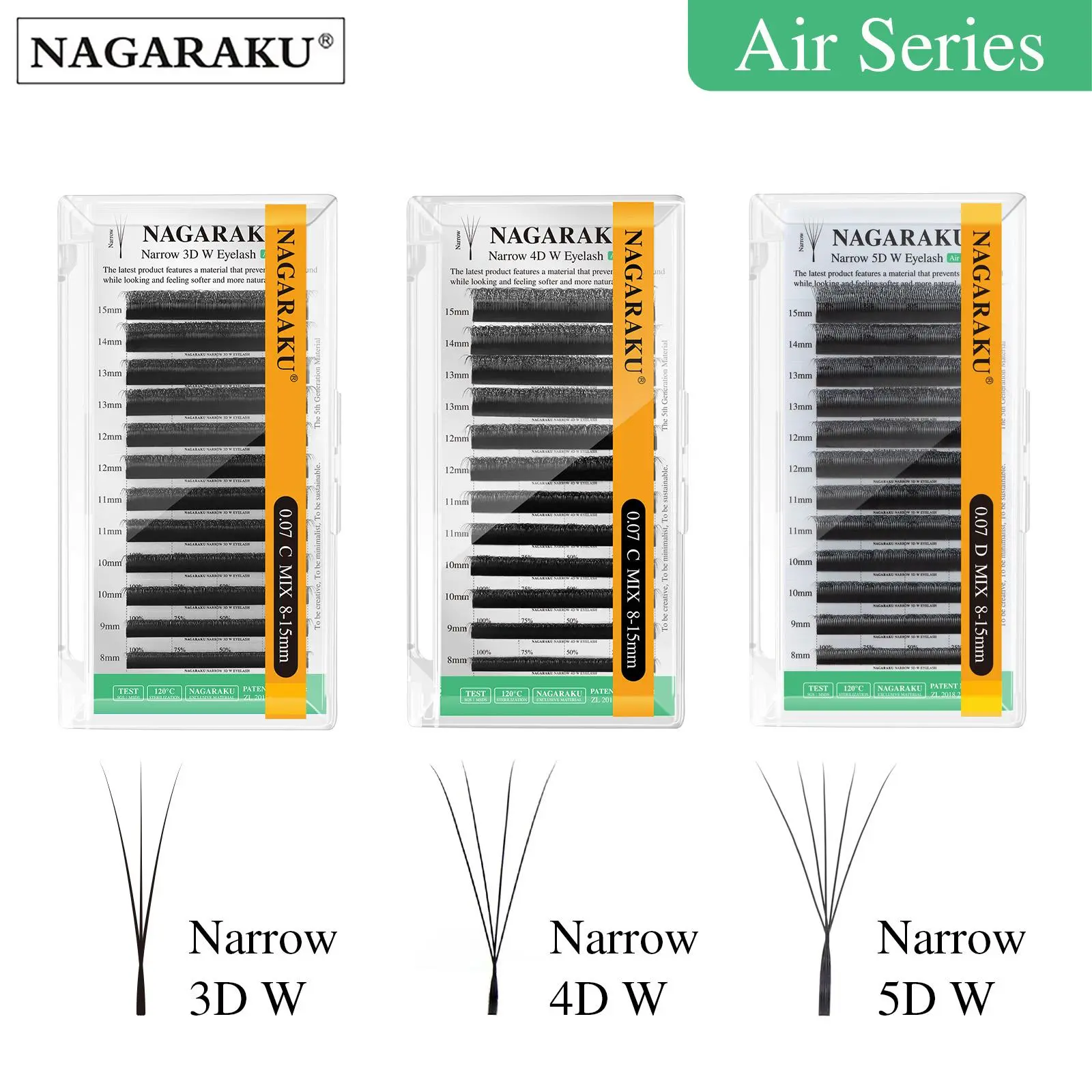 NAGARAKU Narrow 3D W/4D W/5D W Shape Automatic Flowering Eyelash Extensions Premade Fans Narrow Natural Soft Lashes Full Dense 2026 New