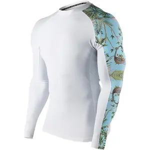 Men's Rash Guard Long Sleeves UPF 50+ UV Sun Protection Quick Drying Splice Compression Swim Shirts