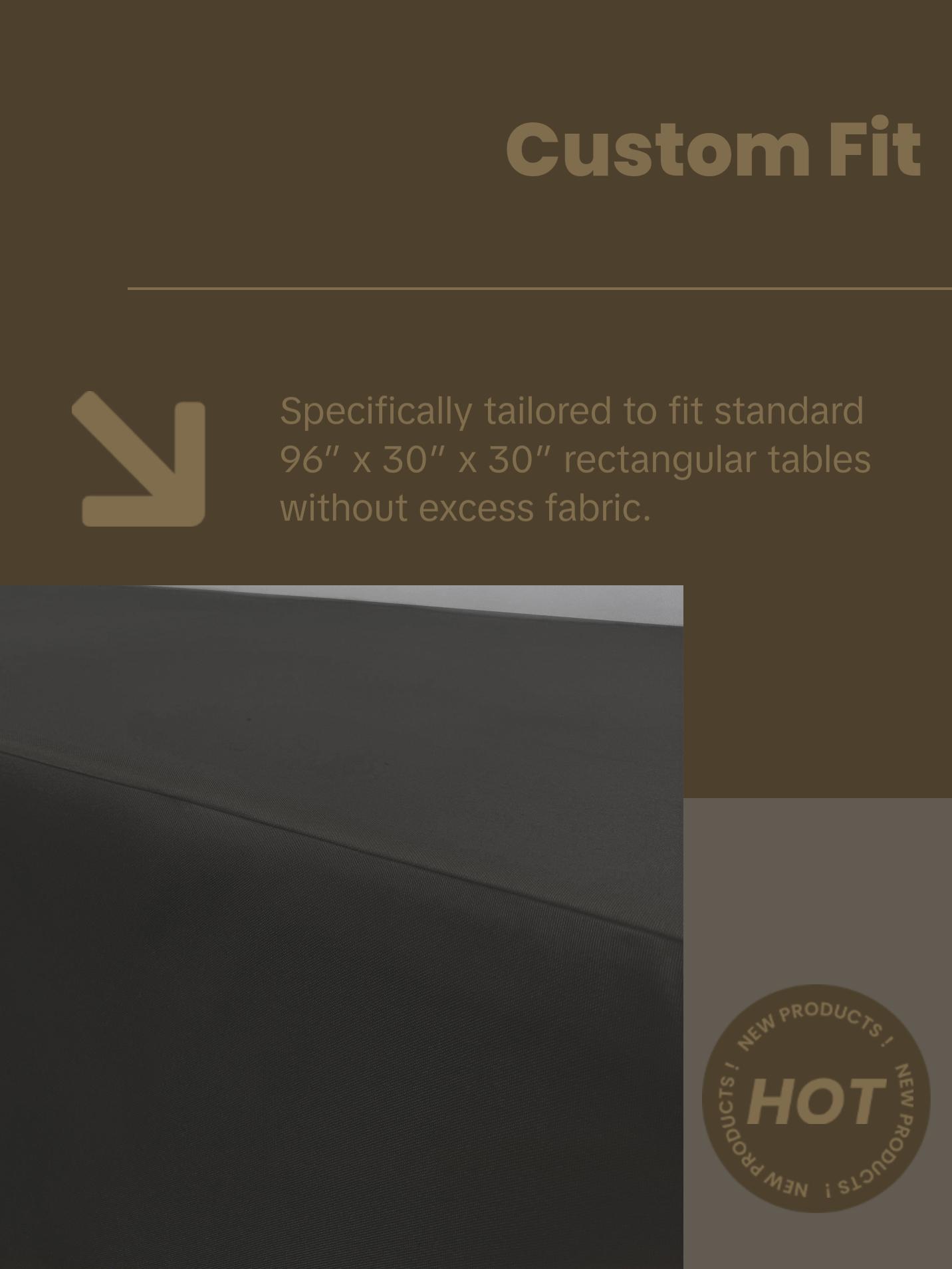 8 ft. Polyester Fitted Tablecloth Rectangular Black