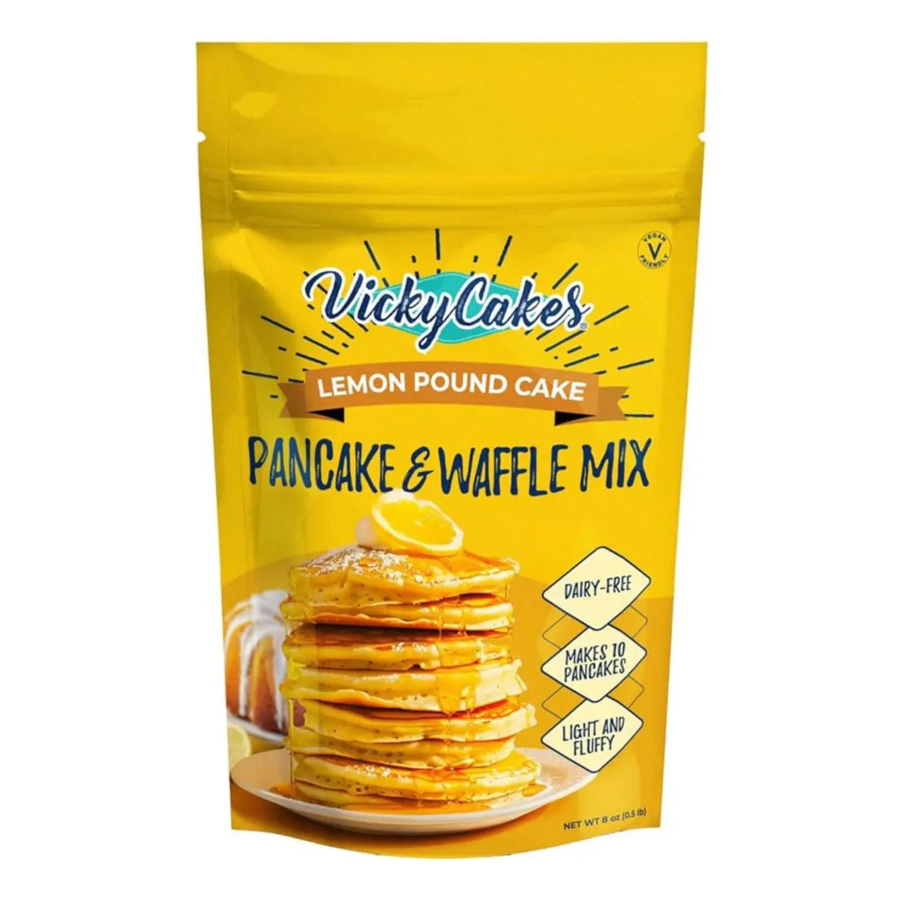Vicky Cakes Lemon Pound Cake Pancake and Waffle Mix | Light & Fluffy, Dairy-Free, Vegan-Friendly, Non-GMO | 8oz