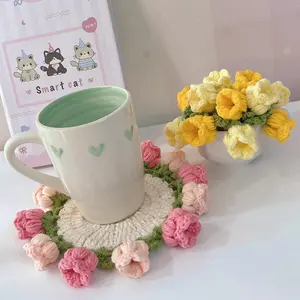 Finished Crochet Handmade Handmade Crochet Flower Coaster, Crochet Flower Bouquet Blanket, Crochet Flower Bouquet, Mother's Day Gift, Crochet Coaster, Gift for Her, Gift For Her, Home Decor, Decorative Fruit Plants