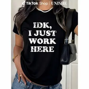 Funny Retro Distressed Typography Tee – 'IDK I Just Work Here' Casual Shirt for Men & Women