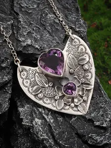 Heart Gemstone Necklace Eco-Friendly Alloy Pendant Jewelry, Heart Shaped Necklace, Stylish Accessory for Women & Girls, Perfect Gift Idea for Special Occasions