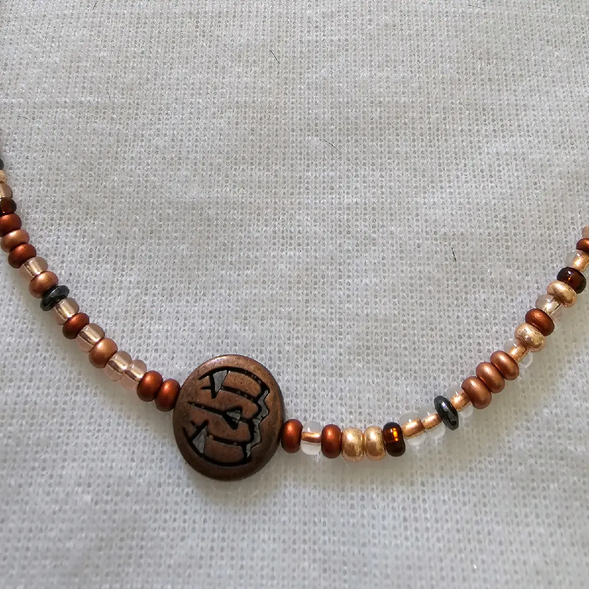 Halloween Beaded Choker with Jack-o-Lantern Charm for Women