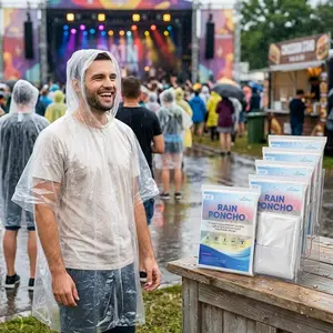 Compact and Disposable Rain Ponchos for Men and Women - Clear Waterproof Lightweight Emergency Rainwear Perfect for Outdoor Activities Travel Hiking Festival Concert Pack of 10 Packs Reusable Protective Gear