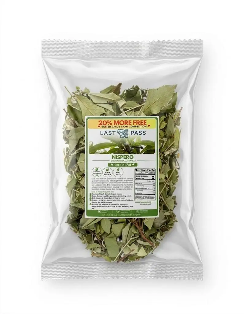 LastPass Nispero (Loquat Leaf) Sugar-Free Non-GMO Botanical Tea Blend, 5oz Dried Loose Leaf Health Tea Beverage with Subtle Sweetness for Adults
