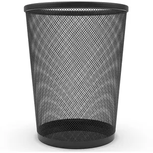 Mesh Wastebasket Black Metal Wire Garbage Trash Can for Office Home Bedroom Height 10.1" Width 10", 4 Gallon (16 Quart) (1, Black)