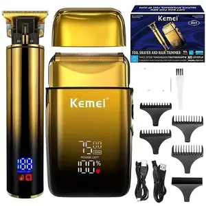 Kemei 2131 Hair Trimmer Electric Razor Foil Shavers Professional Beard Trimmer for Men Grooming Kit Barber Clippers Haircut Machine Cordless Barber Trimmer Wireless Hair Cutter