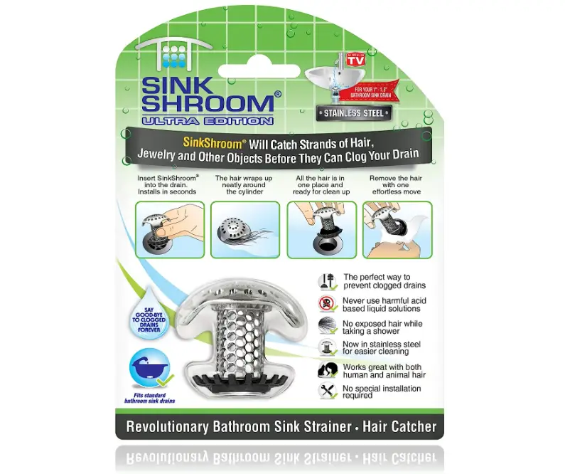 SinkShroom Ultra Revolutionary Bathroom Sink Drain Protector, Stainless Steel for Bathroom Sinks, Clog Prevention for Home Drains