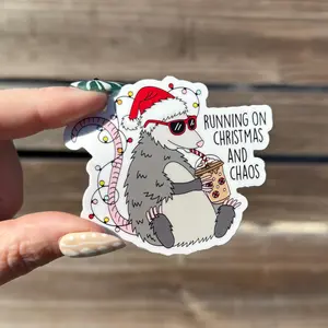 Running On Christmas and Chaos Opossum Sticker