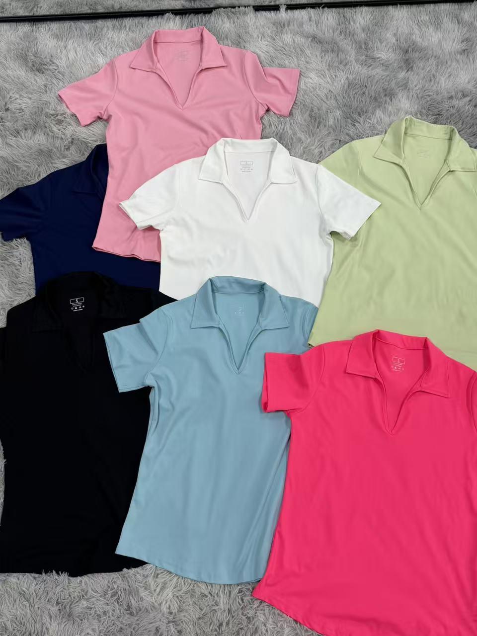 Buy 1 Get 1 Free Women’s Sporty Polo Top – Breathable V-Neck Activewear, Lightweight & Easy-to-Wear for Gym or Casual Summer Style
